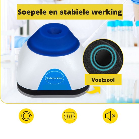 Happyment Vortex Mixer - Laboratorium Mixer - Nagellak Schudder - Vortex Shaker - 3000RPM - Incl. Reageerbuisje - Blauw van Happyment — afbeelding 3