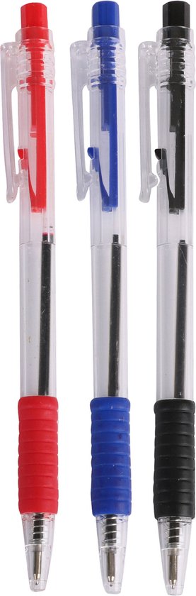 Urban Living Balpennen - 8x stuks - kleurenmix - rood - blauw - zwart - softgrip