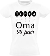 Hoera oma 90 jaar Dames T-shirt - verjaardag - feest - oma - verjaardagsshirt - jarig - cadeau