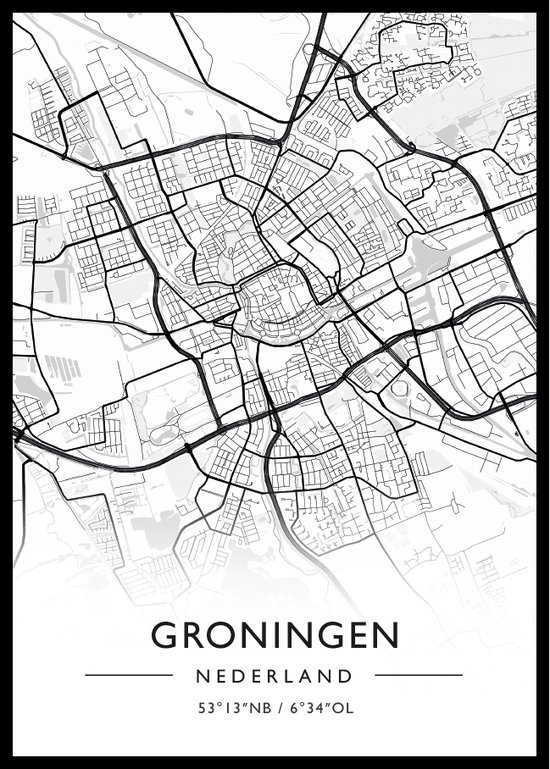 Groningen Poster Stadsposter Plattegrond Citymap Stadskaart 21