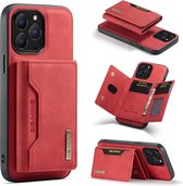 CaseMe - Coque de téléphone adaptée à iPhone 15 Pro - Coque arrière - Avec porte-carte magnétique - Rouge