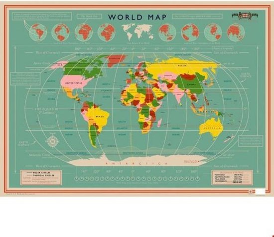 Versterken Knuppel Post Poster inpakpapier wereldkaart | bol.com
