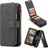 CaseMe - iPhone XR hoesje - Wallet Book Case met Ritssluiting - Zwart