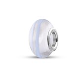 Quiges - Glazen - Kraal - Bedels - Beads Wit Transparant met Witte Lijnen Past op alle bekende merken armband NG906