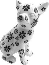 Pomme Pidou Chihuahua Big Nanou XL decoratief object | Hond  - Wit met bloem