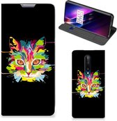 Smartphone Hoesje OnePlus 8 Wallet Case Leuke Verjaardagscadeaus Cat Color