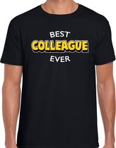 Best colleague ever / beste collega ooit cadeau t-shirt  - zwart met gele en witte letters - voor heren - verjaardag shirt / kado shirt voor collegas 2XL