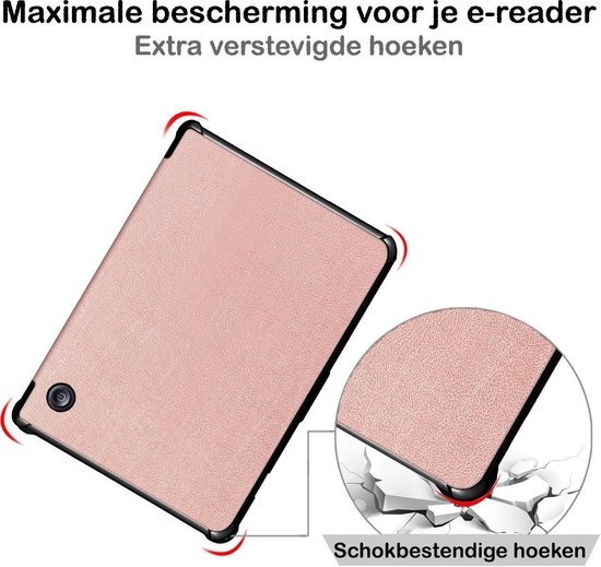 Hoesje Geschikt voor Kobo Libra H2O Hoesje Luxe Bescherm Case Trifold - Hoes Geschikt voor Kobo Libra H2O Hoes Book Cover - Rosé Goud van FMBigger — afbeelding 5