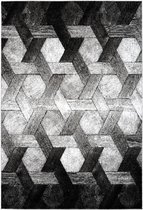 Grijs Zwart vloerkleed - 200x290 cm  -  A-symmetrisch patroon Symmetrisch patroon - Modern