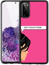 Back Case Siliconen Hoesje Geschikt voor Samsung Galaxy S20 Smartphone Hoesje met Zwarte rand Woman Don't Touch My Phone