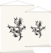 Hulst zwart-wit (Holly Tree) - Foto op Textielposter - 40 x 60 cm