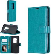 Motorola Moto One zoom hoesje book case turquoise