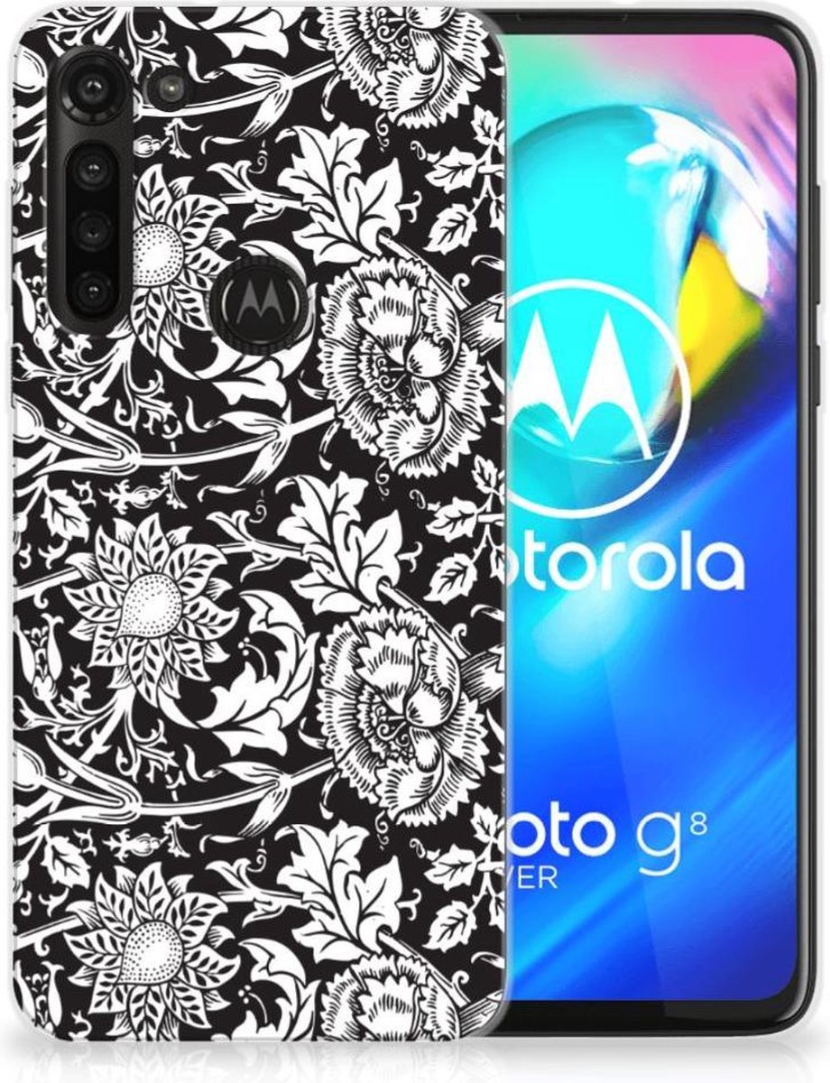 Motorola Moto G8 Power TPU Case Black Flowers