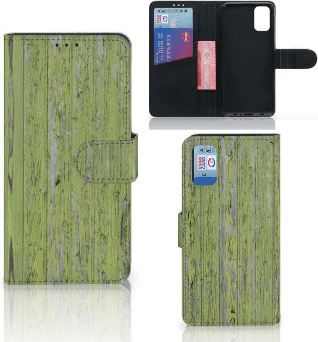 Samsung Galaxy A41 Book Style Case Green Wood