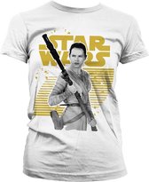 Star Wars Dames Tshirt -M- Rey Gold Logo Wit