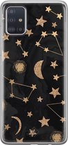 Samsung A71 hoesje siliconen - Counting the stars | Samsung Galaxy A71 case | zwart | TPU backcover transparant