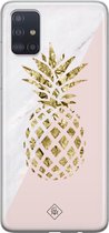 Samsung A71 hoesje siliconen - Ananas | Samsung Galaxy A71 case | Roze | TPU backcover transparant