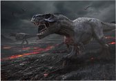 Dinosaurus T-Rex vulkanisch einde der aarde - Foto op Forex - 120 x 90 cm
