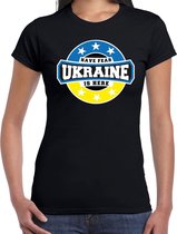 Have fear Ukraine is here / Oekraine supporter t-shirt zwart voor dames 2XL