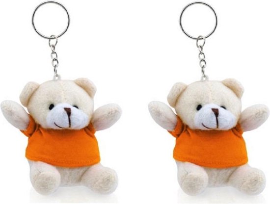 5x porte-clés ours avec chemise orange - Articles de supporters fans de fête ours orange