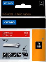 DYMO 1805416 -Standard Labels - White on Red - 12mm x 5.5m