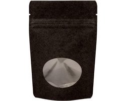 Stazakken Kraft Zwart met ovaal Venster 10,2x6x15,2cm | 57 gram (100 stuks)