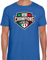 We are the champions Italia t-shirt met schild embleem in de kleuren van de Italiaanse vlag - blauw - heren - Italie supporter / Italiaans elftal fan shirt / EK / WK / kleding L