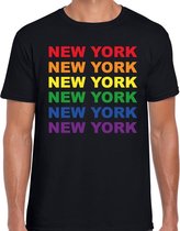 Regenboog New York gay pride zwart t-shirt voor heren S