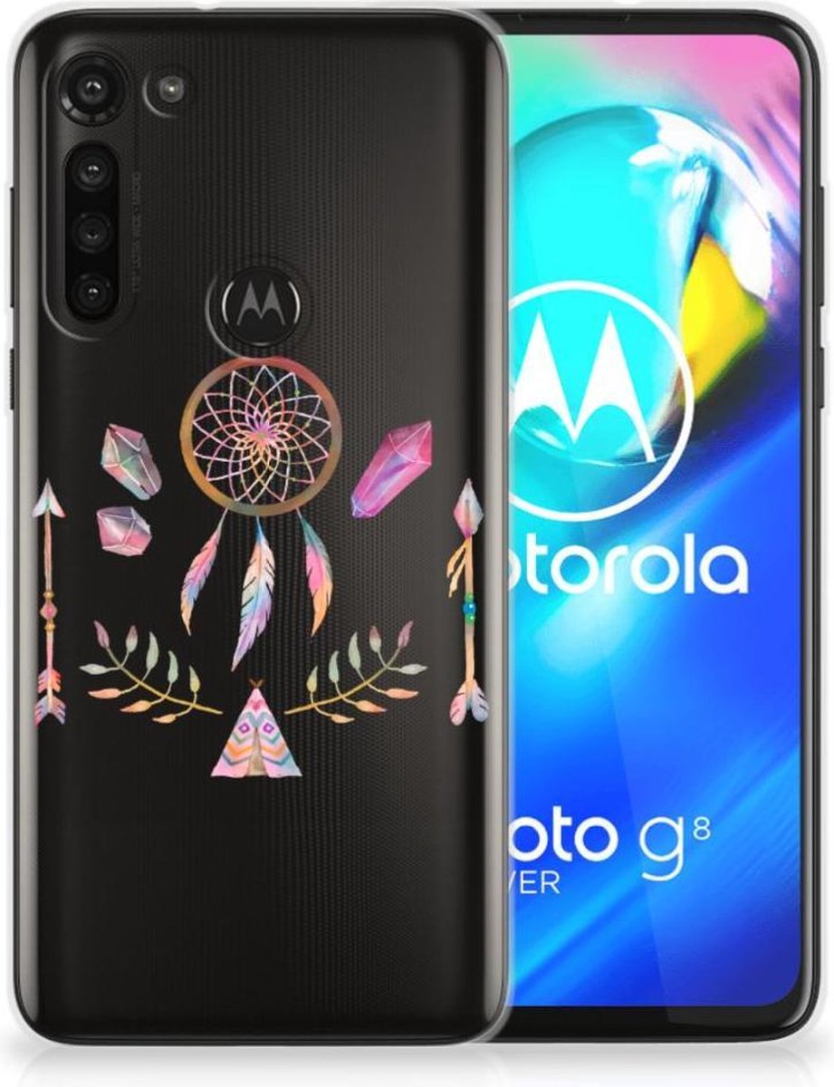 Motorola Moto G8 Power Telefoonhoesje met Naam Boho Dreamcatcher