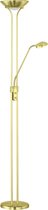 LED Vloerlamp - Trion Spockens - 25W - Warm Wit 3000K - 2-lichts - Dimbaar - Rond - Mat Goud - Aluminium - BES LED