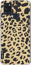 Casetastic Samsung Galaxy A21s (2020) Hoesje - Softcover Hoesje met Design - Leopard Print Sand Print