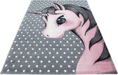 Vloerkleed Kinderkamer - Unicorn - roze - 120x170 cm