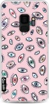 Casetastic Samsung Galaxy S9 Hoesje - Softcover Hoesje met Design - Eyes Pink Print