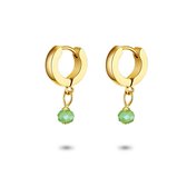 Twice As Nice Oorbellen in goudkleurig edelstaal, oorring, groen kristal