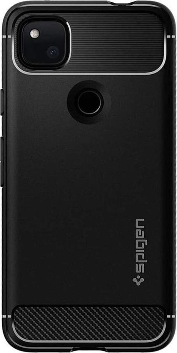 Spigen - Google Pixel 4a Hoesje - Back Case Rugged Armor Mat Zwart