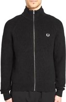 Fred Perry - Ribbed Knitted Track Jacket - Herenvest - L - Zwart