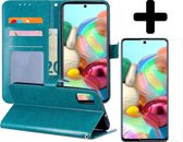 Samsung Galaxy A71 Hoesje Book Case Turquoise Met Screenprotector