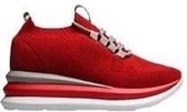 Ewoll Dames Sneaker met hoge zool  en elastische sluiting- Rood - Maat 37
