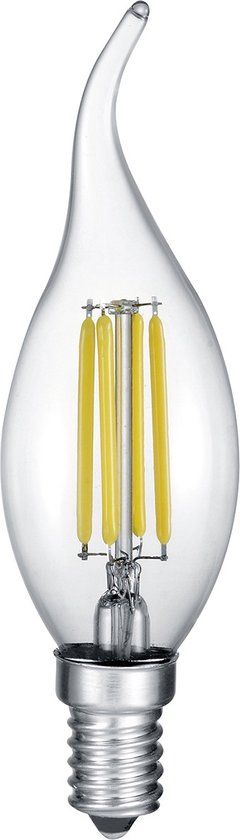 LED Lamp - Kaarslamp - Filament - Trion Kirza - 4W - E14 Fitting - Warm Wit 2700K - Dimbaar - Transparent Helder - Glas