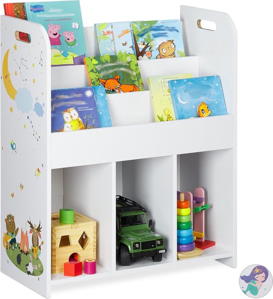 Relaxdays kinderkast speelgoed - speelgoedkast - opbergkast kinderkamer - boekenkast - rek - A