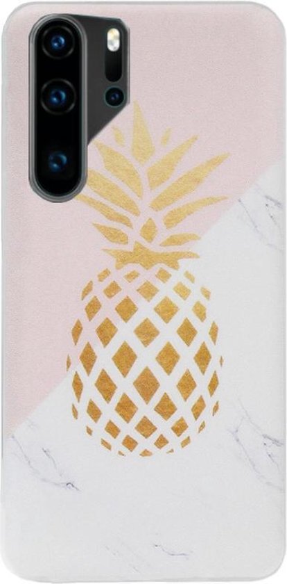 ADEL Siliconen Back Cover Softcase Hoesje Geschikt voor Huawei P30 Pro - Ananas Roze Goud