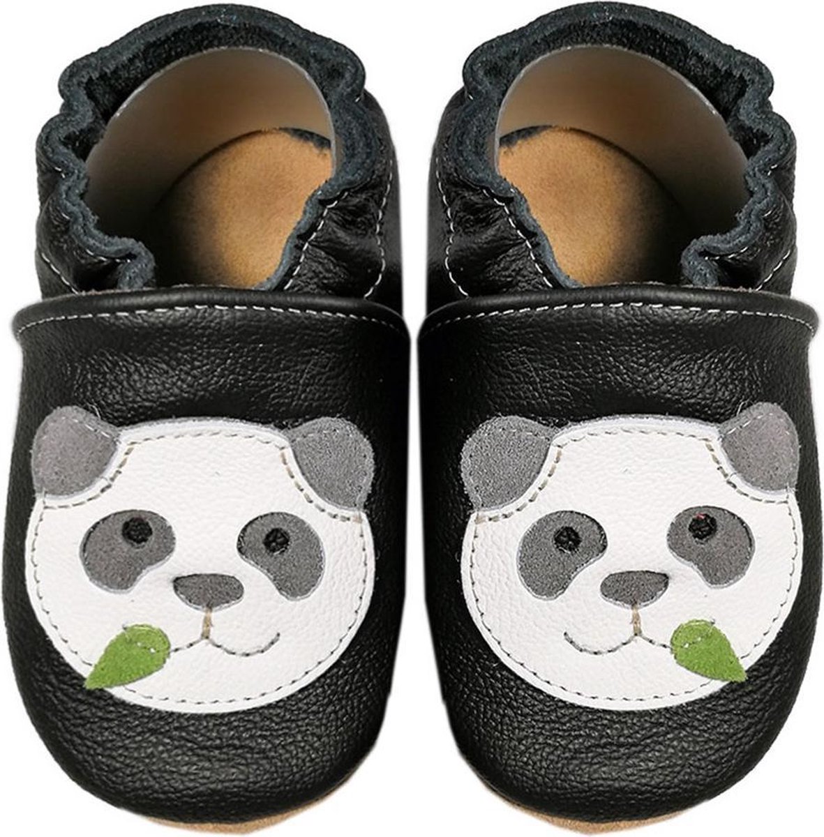 Hobea Babyslofjes zwart met panda (Loop)