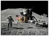 Astronaut salutes beside U.S. flag (maanlanding) - Foto op Akoestisch paneel - 160 x 120 cm