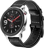 Leer Smartwatch bandje - Geschikt voor  Xiaomi Amazfit GTR leren bandje - zwart - 42mm - Horlogeband / Polsband / Armband