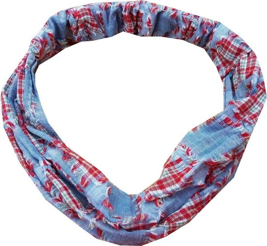 Haarband Bandana 3-in-1 Ruit Blauw Rood