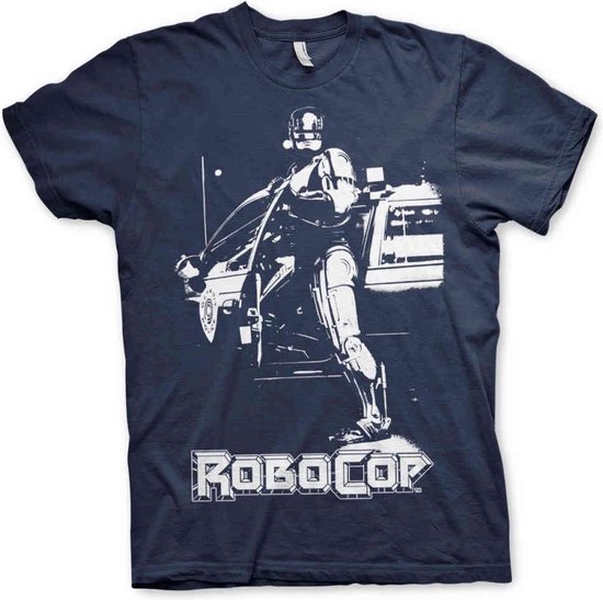 Robocop Heren Tshirt -2XL- Poster Blauw