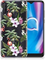 GSM Hoesje Alcatel 1S (2020) Doorzichtig Hoesje Flamingo Palms