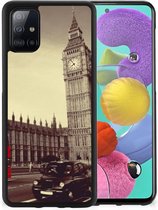 Telefoonhoesje Geschikt voor Samsung Galaxy A51 Telefoontas met Zwarte rand Londen City