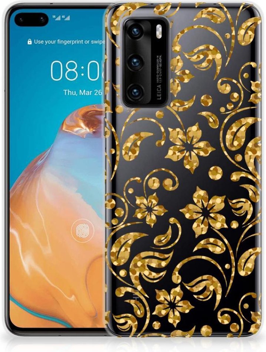 Huawei P40 TPU Case Gouden Bloemen