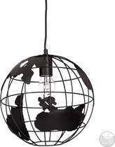 relaxdays hanglamp wereldbol - eetkamer lamp - plafondlamp - hangende lamp zwart